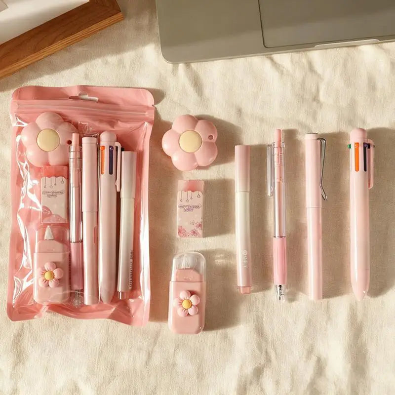 7-Pcs Stationery High-quality Student Graduation Neutral Pen Learning Qme pink