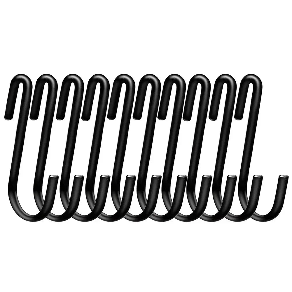 S-shape Hooks Kitchen Bathroom Stainless Steel Multifunctional Qme Q5096-BK 10pcs