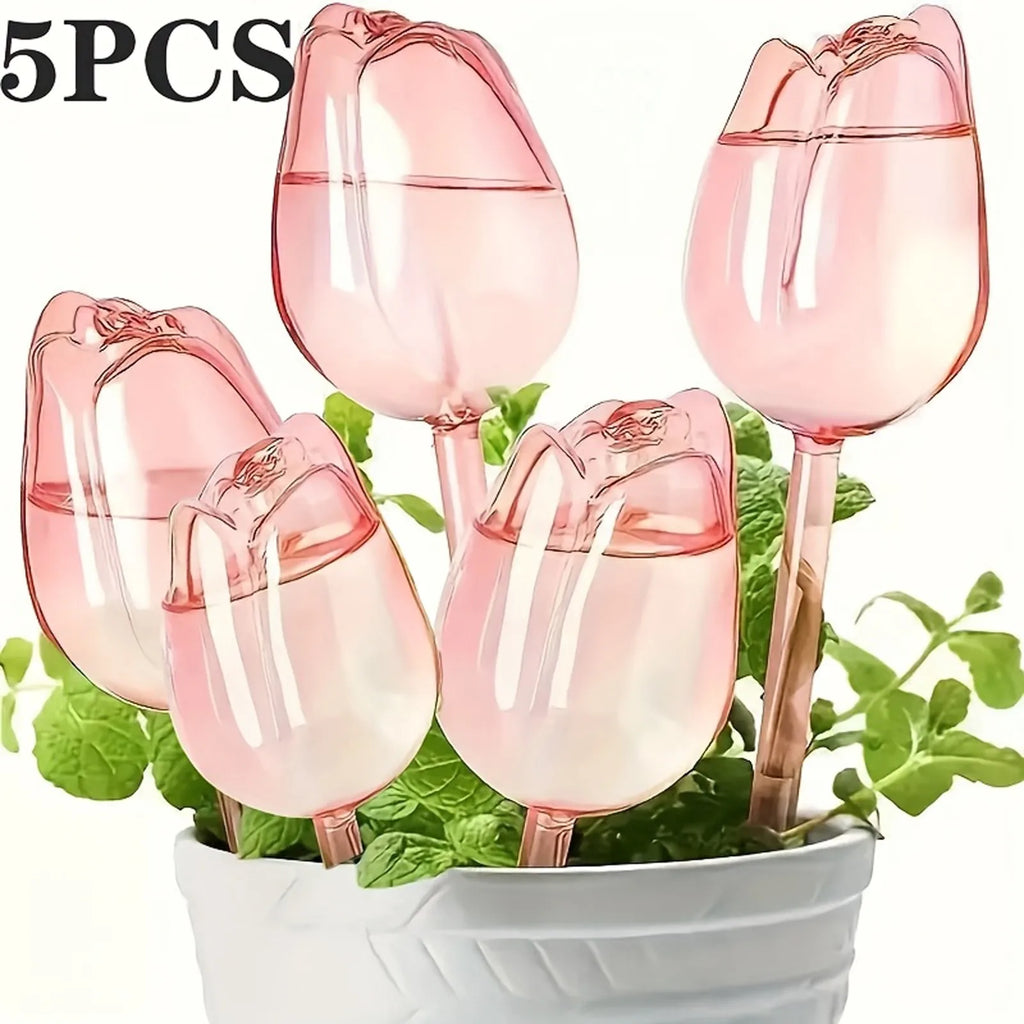 4 Pack Tulip Shaped Automatic Watering System Effortless Care For Potted Plants Indoor Outdoor Shaped Bulbs Qme Pink