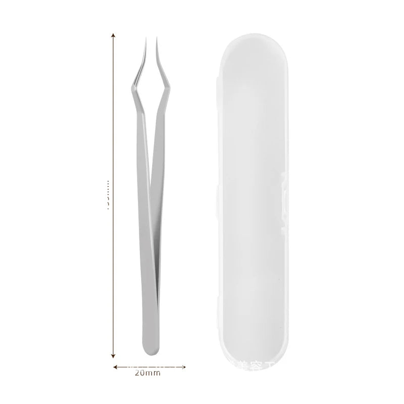 Lash Extension Tweezers Anti Slip Stainless Steel Curved Tip Straight Qme Silver China Mainland