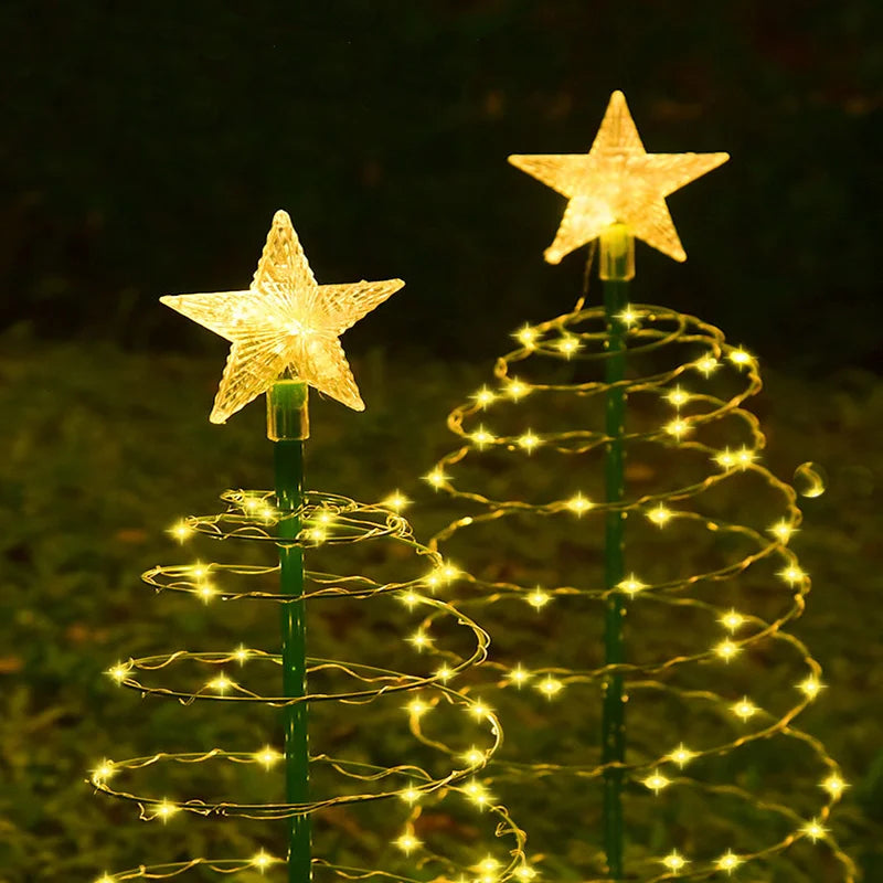 Christmas Solar Light LED Luminous Christmas Tree Ornament Outdoor Waterproof Decorative Lamp String Festival Garden Decorations Qme