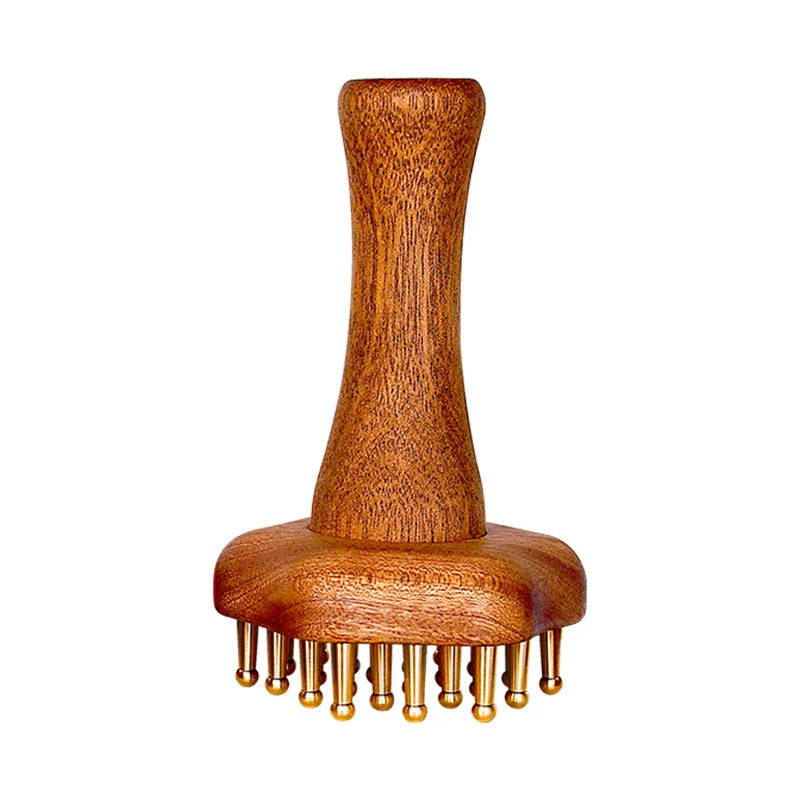 Copper Head Massage Gua Sha Comb Durable Chinese SPA Tool Long Wooden Qme N2