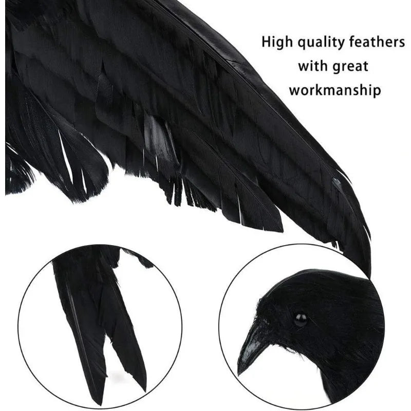Black Feathered Crows Lifelike Simulation Artificial Crow Raven Model Qme