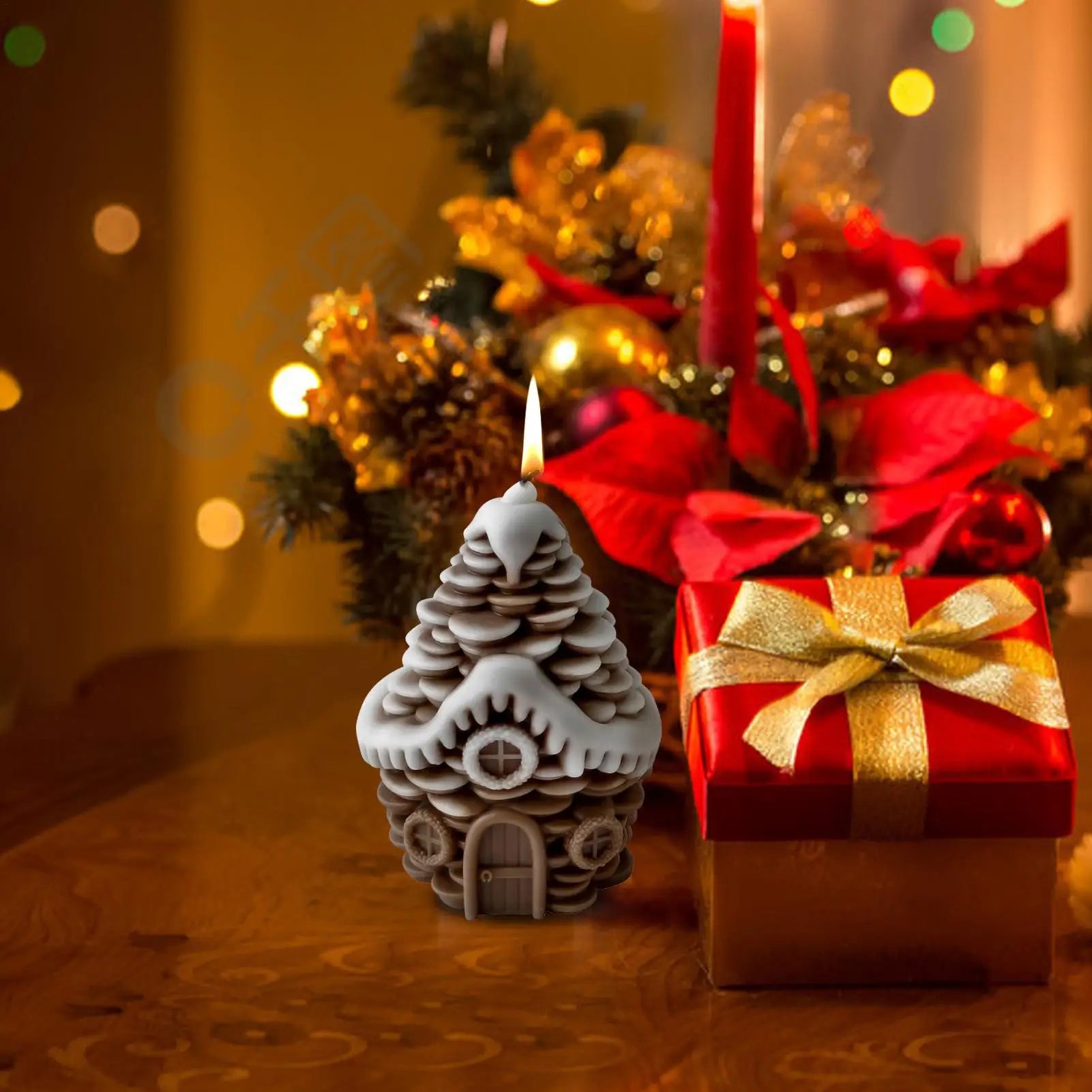 Christmas Molds For Candles Pine Cone House Casting Mould Home Decor Cement Moulds For Epoxy Resin Plaster Soap Party Planners Qme