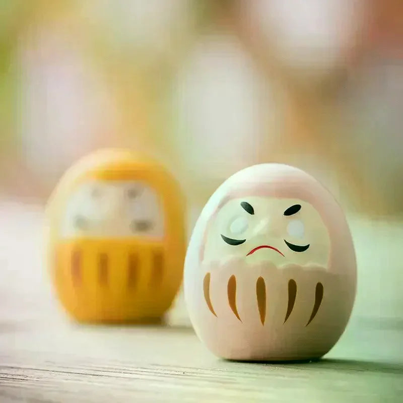 Ceramic Statue Daruma Tumbler Crafts Lucky Fortune Ornament Landscape Doll Fengshui Home Decor Gift Qme