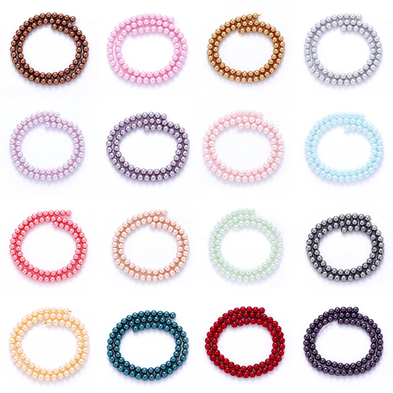 6mm Round Glass Pearl Beads Glass Round Tiny Craft Loose Spacer Beads for DIY Craft Necklaces Bracelets Jewelry Making Qme