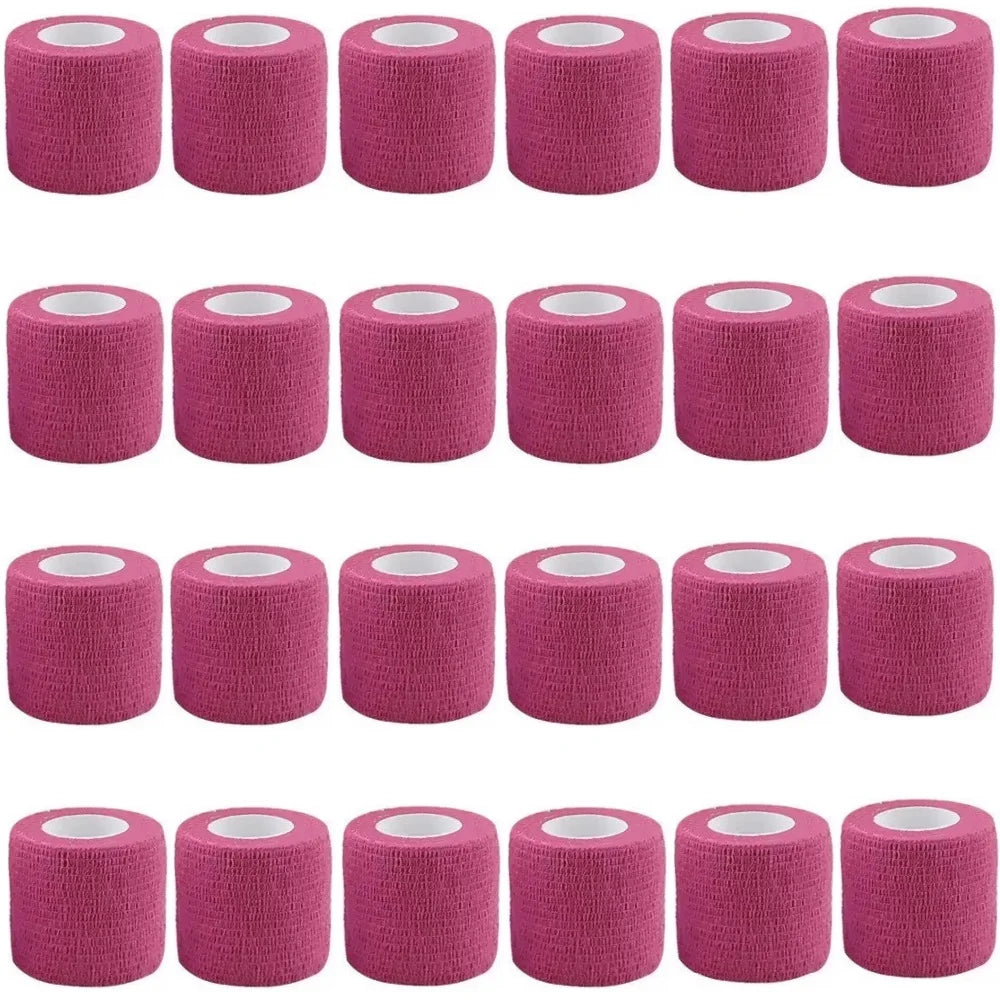 24pcs Bandage Tape Self Adhesive Elastic Bandage Wrap Elastoplast for Knee Support Pads Finger Ankle Palm Shoulder tattoo Qme pink 24pcs 5cmx4.5m