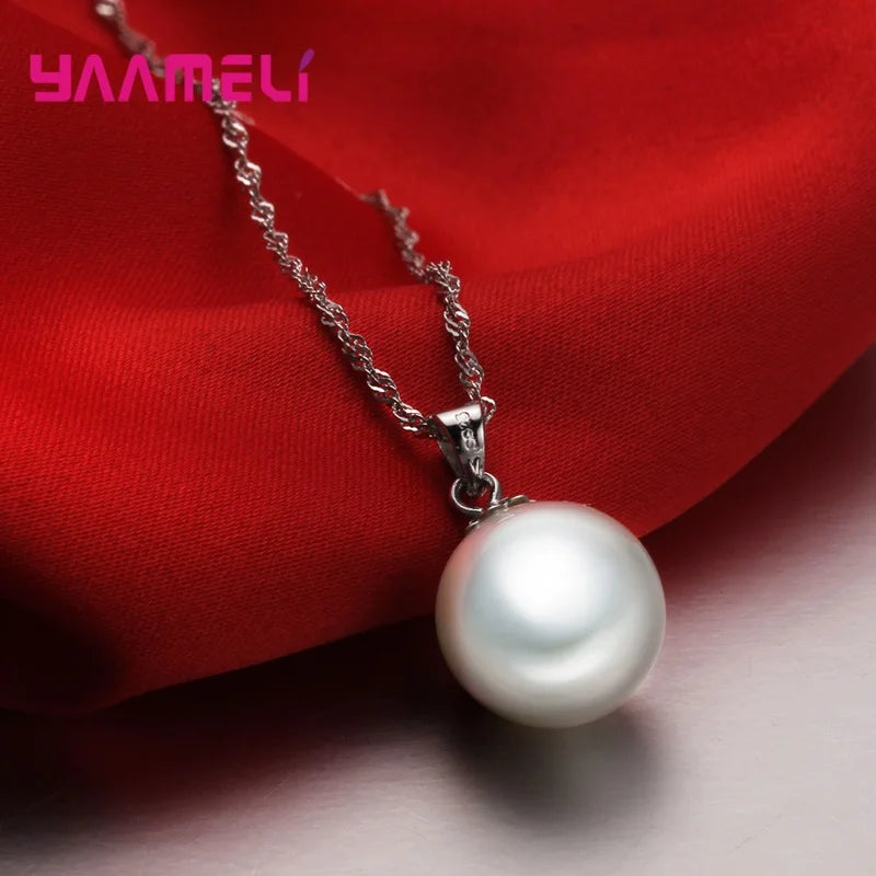 Fashion 925 Sterling Silver Color Jewelry Set Freshwater Pearl Necklaces Earrings For Women Girls Super Nice Anniversary Gift Qme