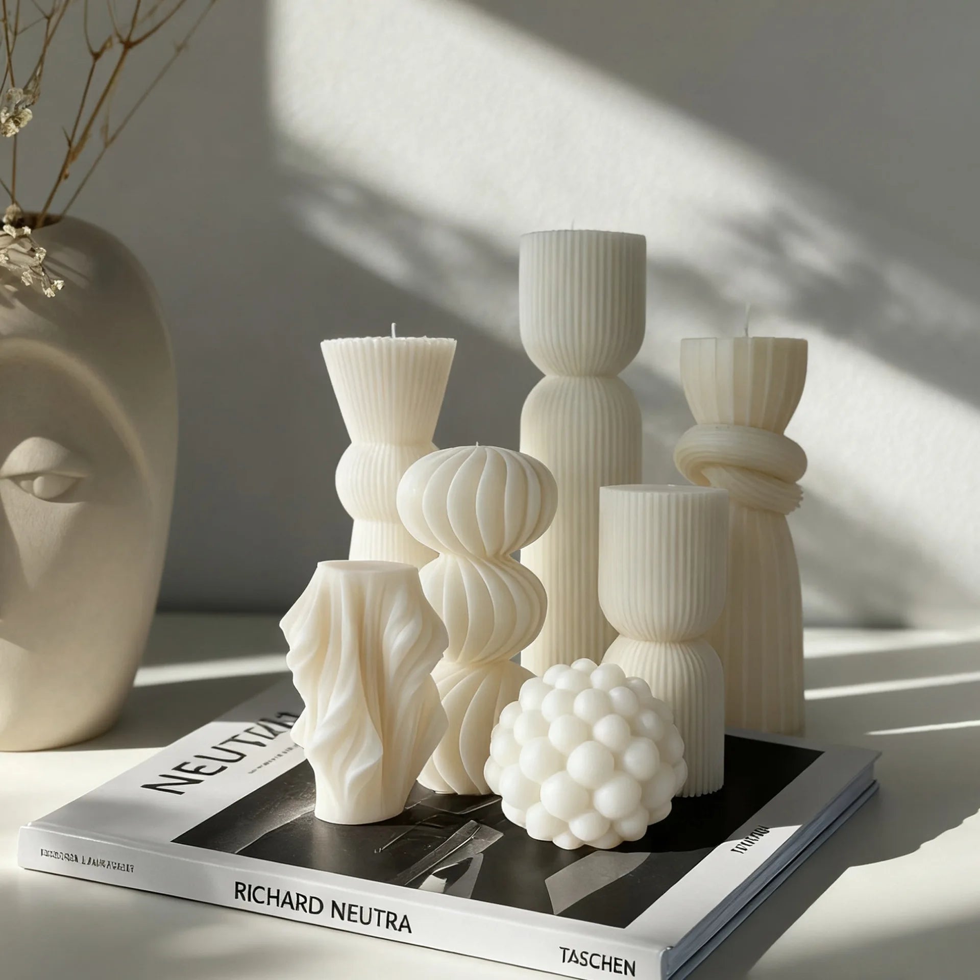 Nordic Minimalist White Scented Candle Atmosphere Home Decor Wedding Arrangement Cylinder Geometric Shape Fragrance Candle Qme
