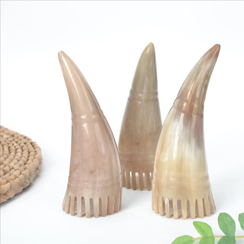 Hairdressing Tools Cow Horn Hair Scrubbing Combs Clean Scalp Head Qme