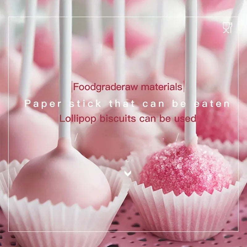 100pcs, Disposable White Kraft Paper Cake Pop Sticks - Perfect for Cake Decorating, Party Weddings, Desserts, Qme
