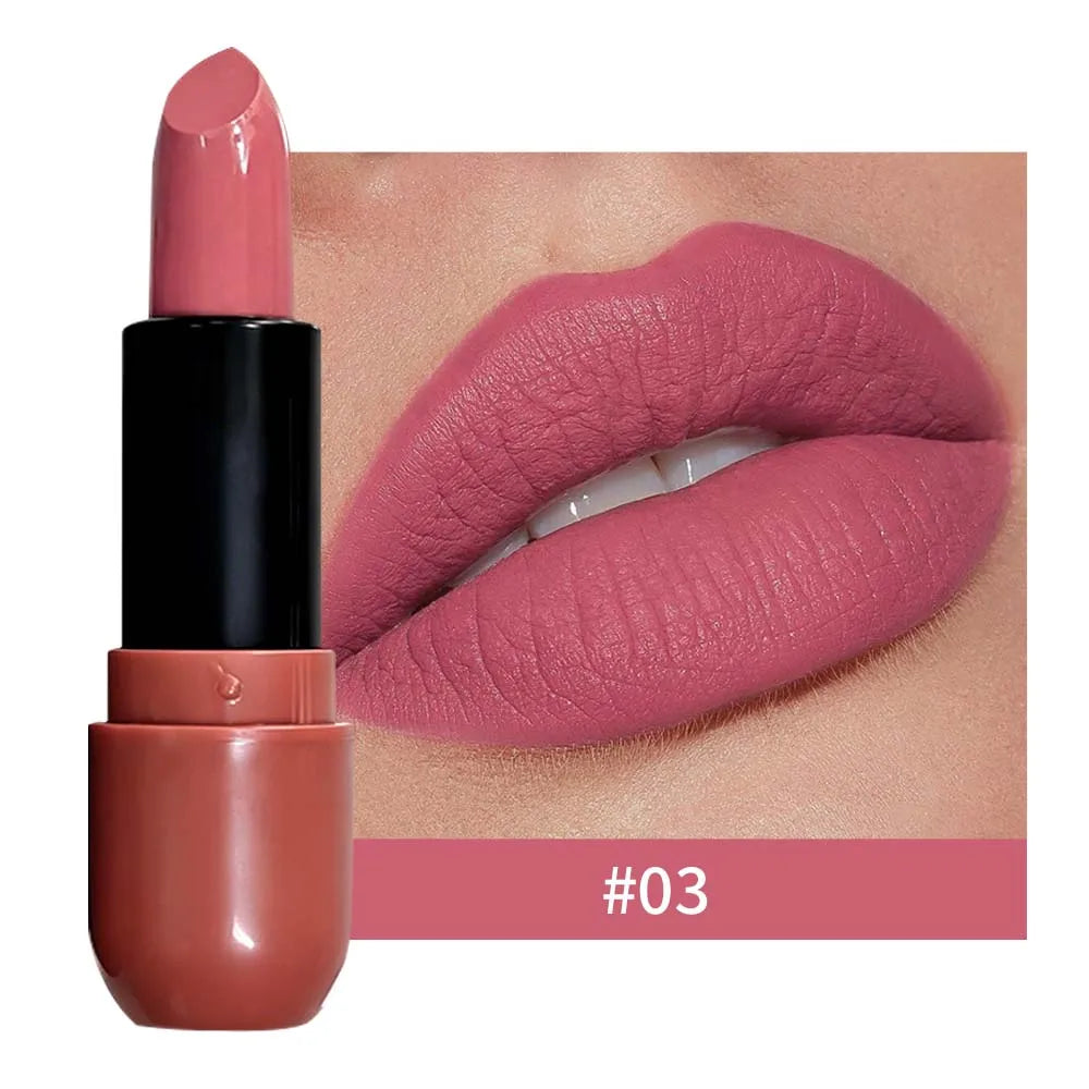 Waterproof Matte Lipstick Rich Velvet Finish Long Lasting Smudge Qme 03