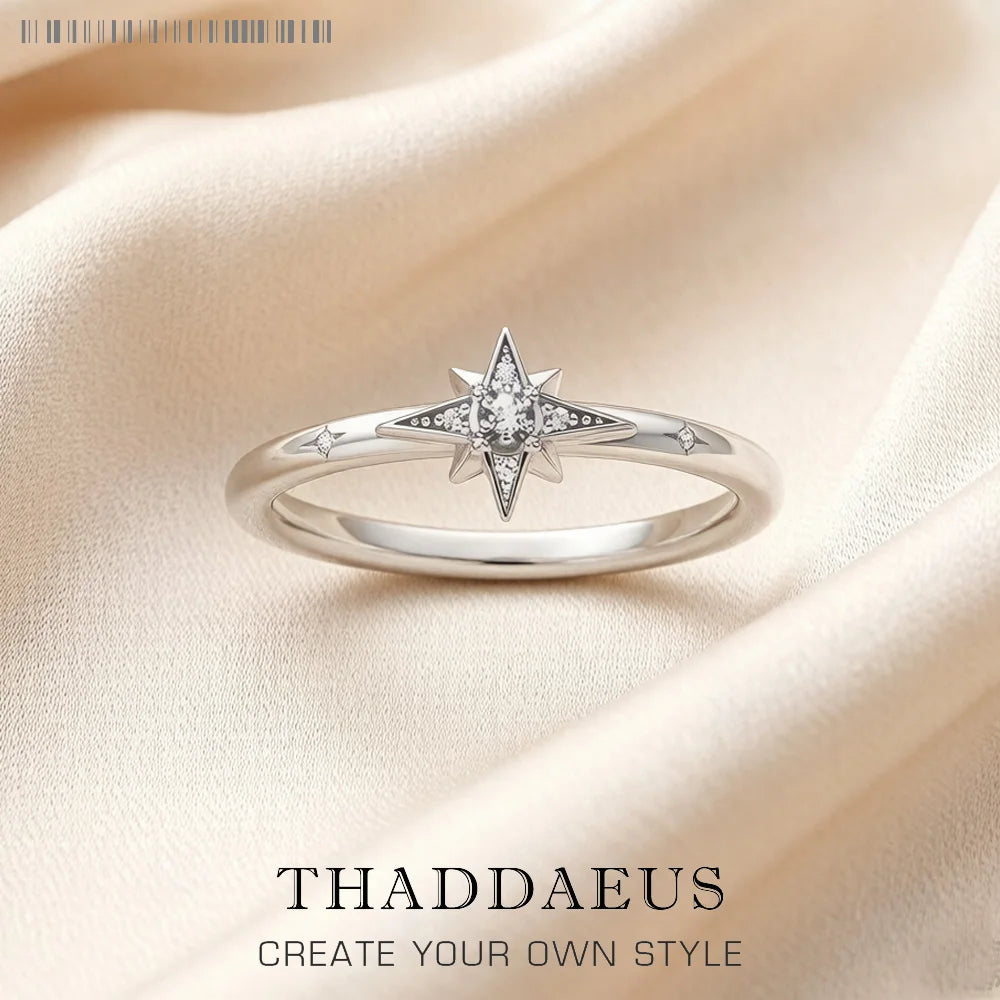 Fascinates Star Ring Europe Style Brand New Glam Fine Jewerly For Women Spring 925 Sterling Silver Trendy Gift Qme Rhodium Color 7