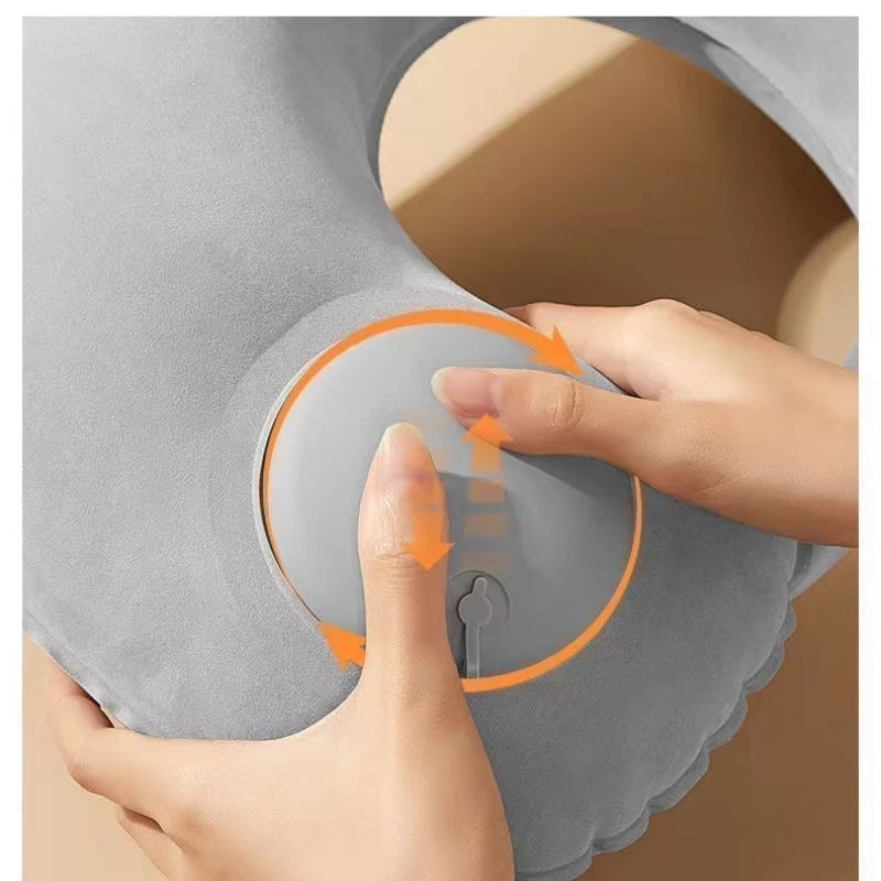 U-shaped Inflatable Pillow Portable Storage Press Travel Neck Car Qme