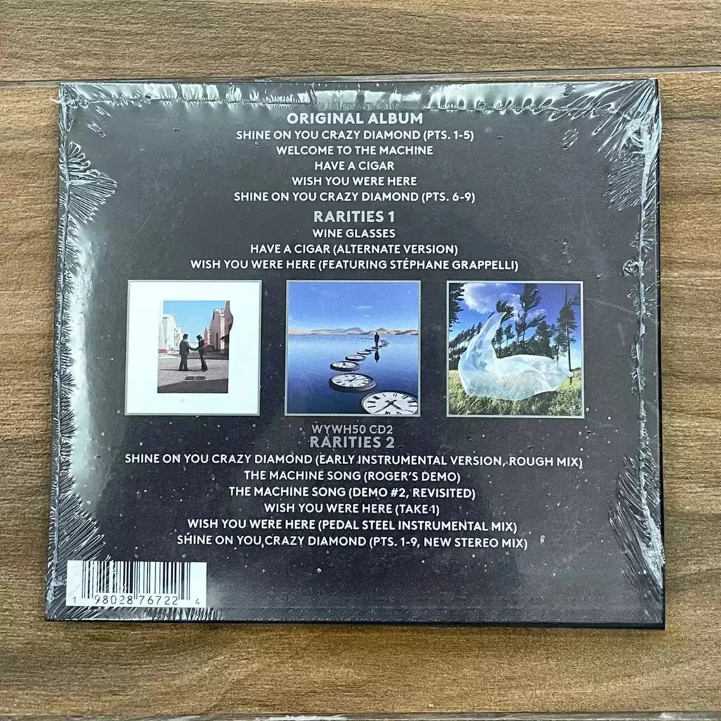 Progressive Rock Band 2-CD Anniversary Album, "Wish You Were Here" Vintage Sticker Cover Design, Tracks for Music Collectors Qme