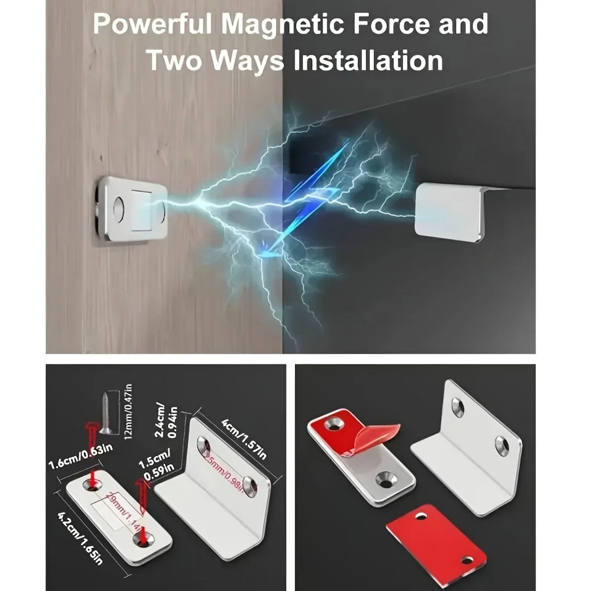 Ultra-Thin Magnetic Latches,Adhesive-Sealed Drawer Magnets For Cabinet Doors,Suitable For Closing Kitchen Cabinets And Wardrobes Qme