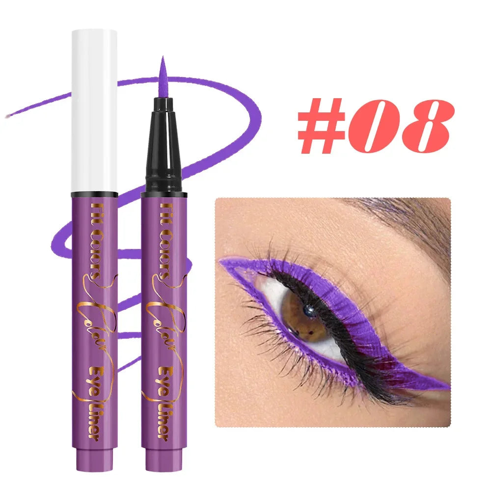 12Colors Liquid Eyeliner Neon Colored Halloween Liner Eyeliner Pen Waterproof UV Blacklight Fluorescent Face Body Paint Makeup Qme 08
