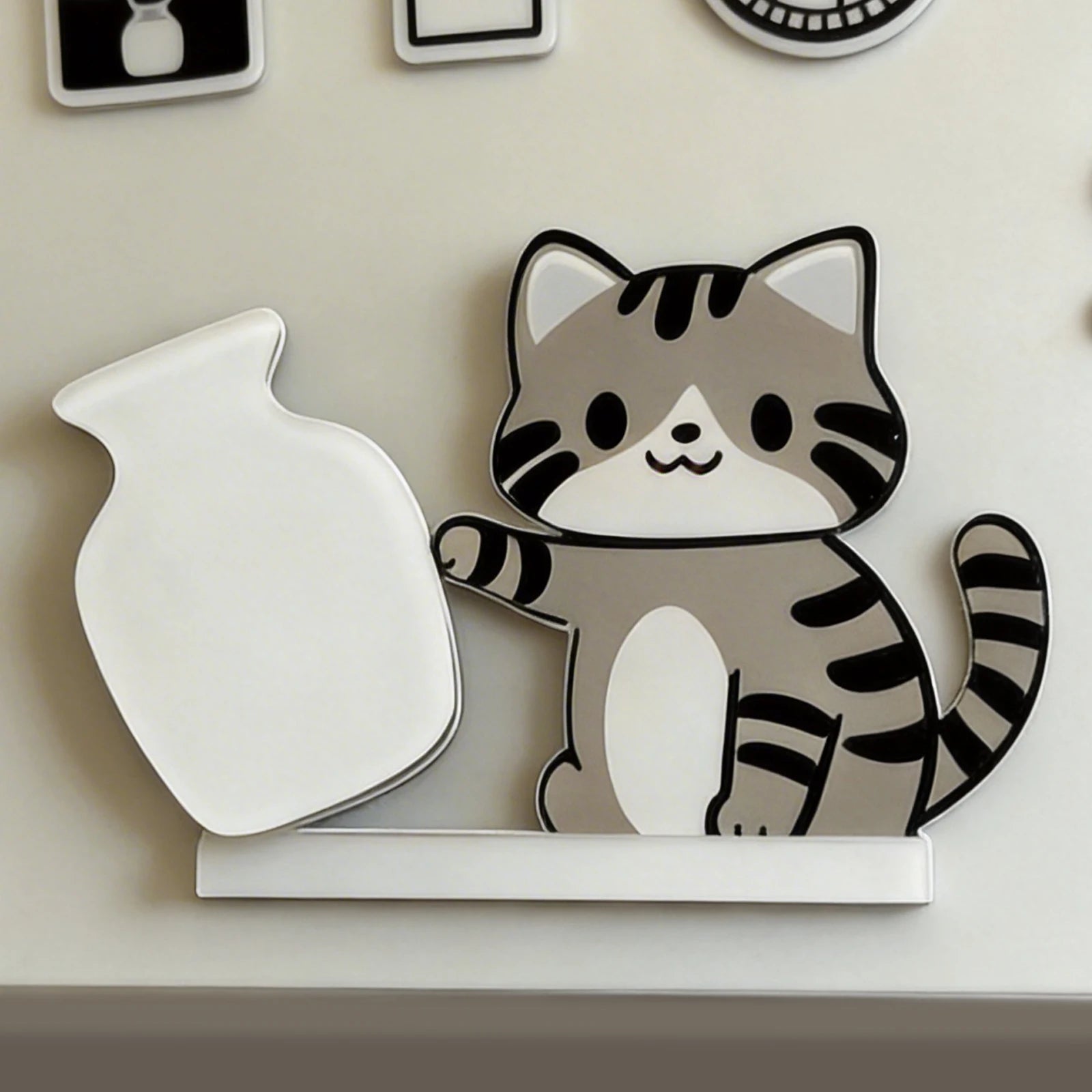 Refrigerator Magnets Black Cat Pushing Vase Decor Cat Whisker Collection Memorial Box Fridge Magnet Home Office Decor For Gift ﻿ Qme