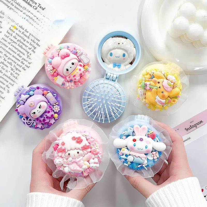 Hello Kitty Kuromi DIY Mirror Cushion Comb Craft Make Own Cute Qme