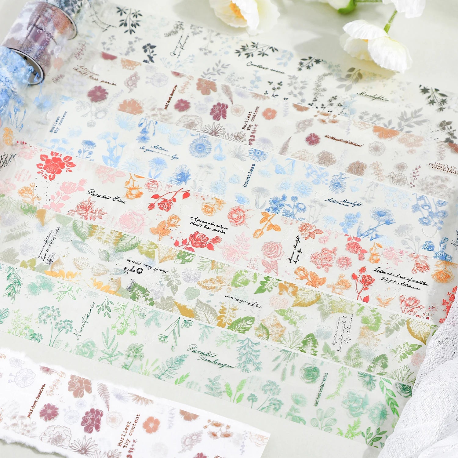 1 Roll Plant Leaf Theme PET Tape for Journal DIY Scrapbooking Collage Phone Case Notebook Decoration Qme