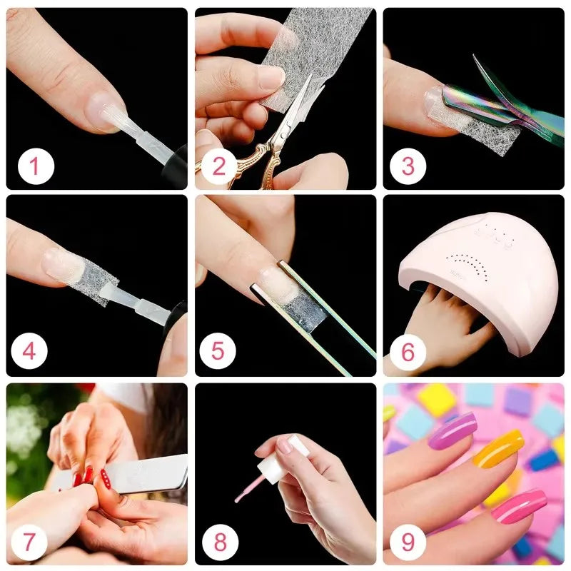 Nail Extension Fibers Fiberglass Nail Wrapping Non-Woven Fiber Gel Nail Care Tools Women DIY Nail Art Extension Accessories Qme