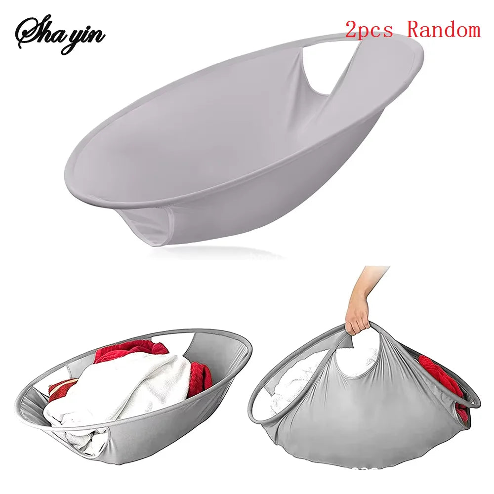 Portable Foldable Dirty Clothes Basket Storage Basket Laundry Hamper Basket Pop up Laundry Storage Basket Qme 2pcs Random Color