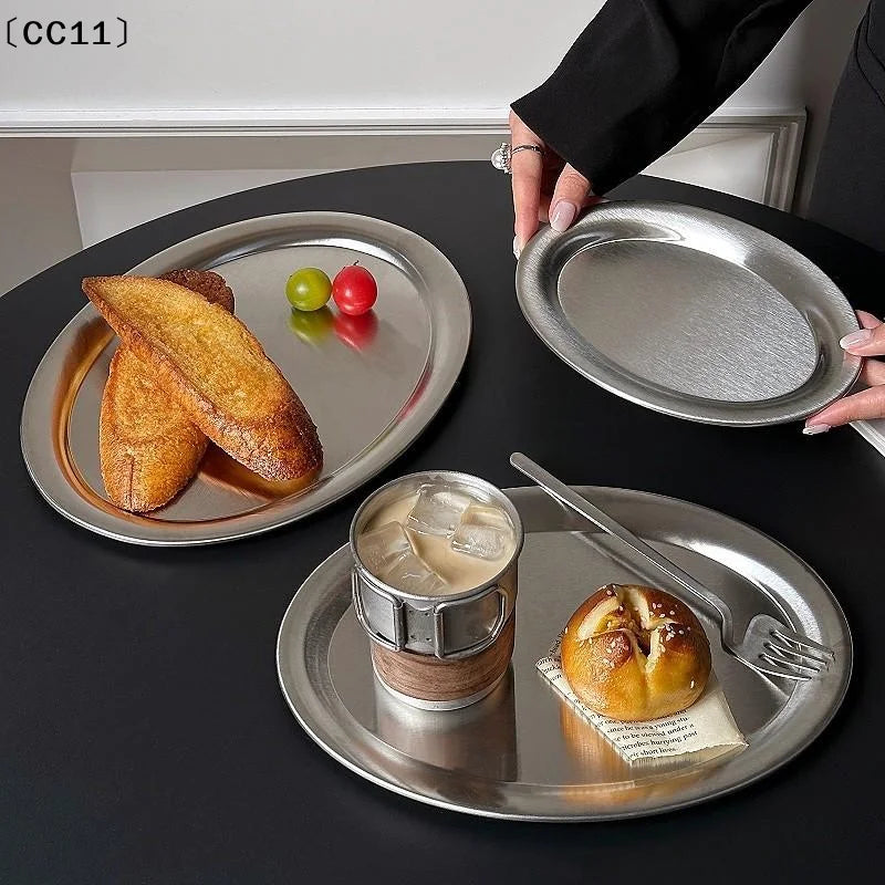 Stainless Steel Oval Fish Plates Household Food Dinner Steamed Qme