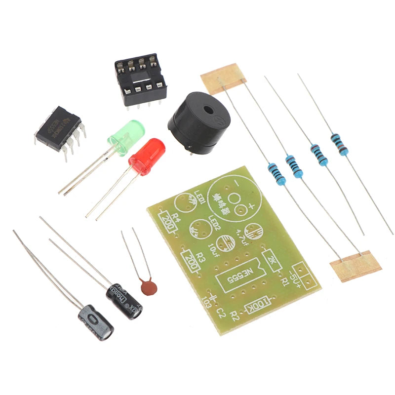 NE555 DIY Kit LED Flasher & Signal Generator Circuit With PCB For Electronics Education & Solder Practice. Qme