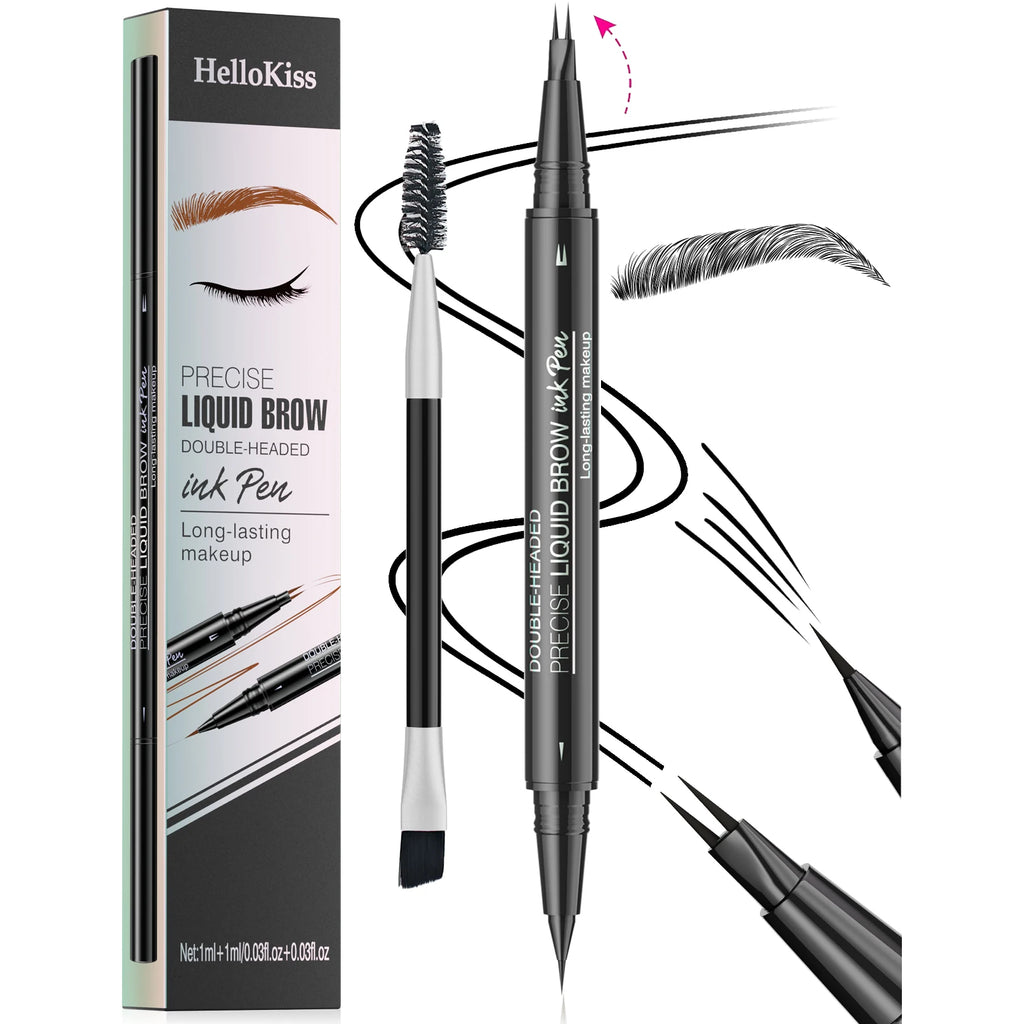 Waterproof Eyebrow Pen, Microblading Eyebrow Pencil With 4 Split Head, Natural Looking Brows Makeup ( 5 Colors) Qme