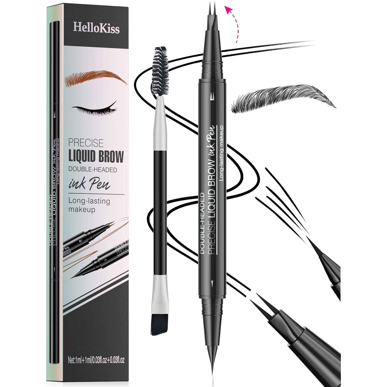Waterproof Eyebrow Pen, Microblading Eyebrow Pencil With 4 Split Head, Natural Looking Brows Makeup ( 5 Colors) Qme