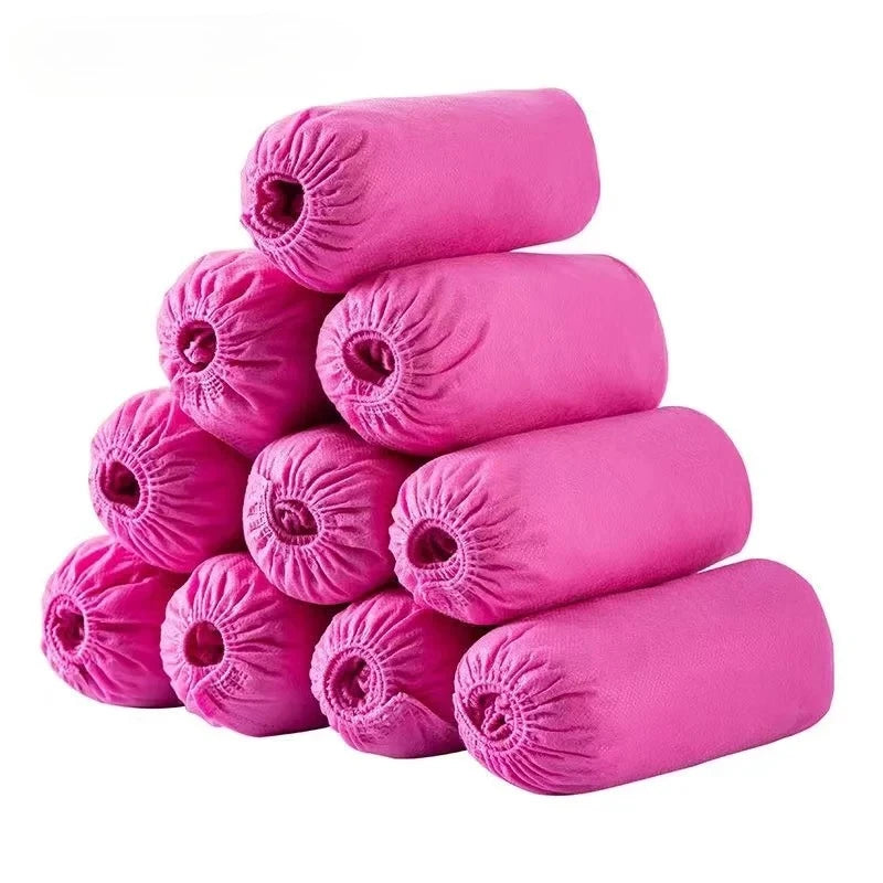 300/200/100PCS Disposable Boot Shoe Covers Foot Booties Shoe Coverings Non Slip Shoe & Boot Covers for Indoor Home Workplace Qme Pink 200PCS