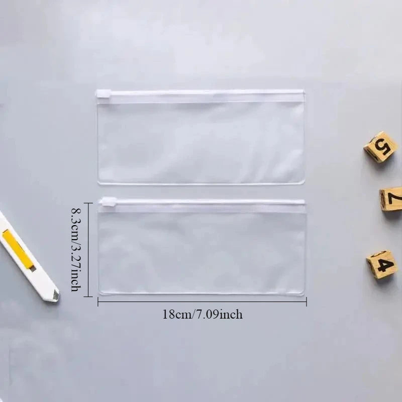 Stationery Packaging Zipper Bags Wholesale Home School Pencil Rubber Eyeglasses Ruler Storage Thicken Resealable PVC Zipper Bag Qme