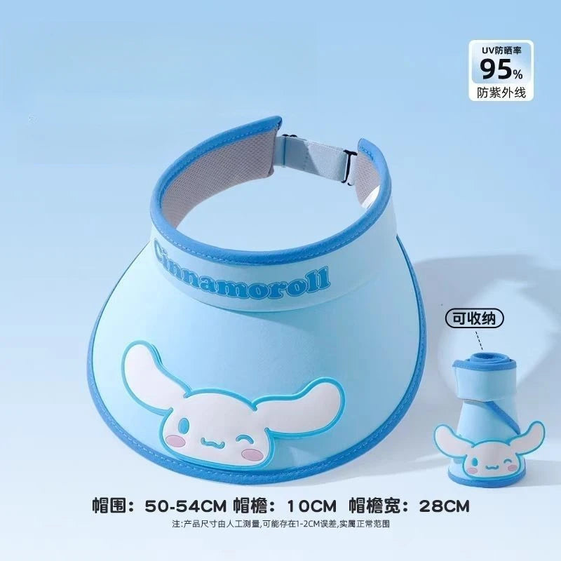 Hello Kitty Kuromi Sun Protection Hat New Spring/Summer Sun Hat Student Sun Hat Open-Top Wide-Brim Hat Qme hangna-4