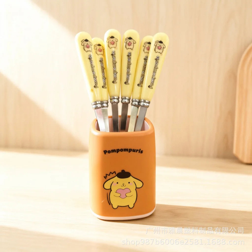Hello Kitty Kuromi Fork Cute Cartoon-Style Stainless Steel Fruit Fork for Home Use Instagram-Worthy Set Qme 4