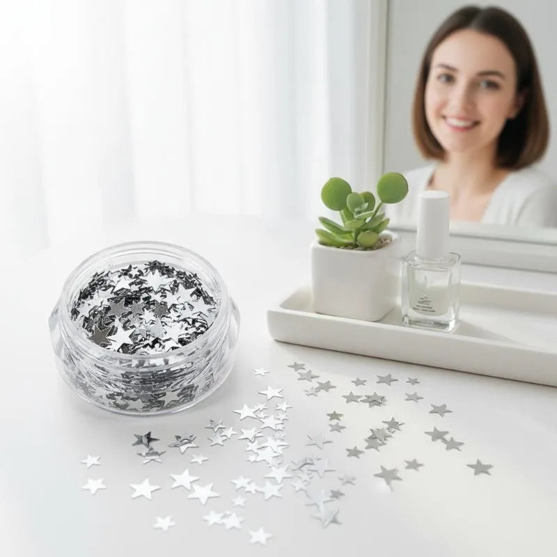 Mixing Sparkling Star Nail Glitter Pentagram Decor Salon Design Cute Qme