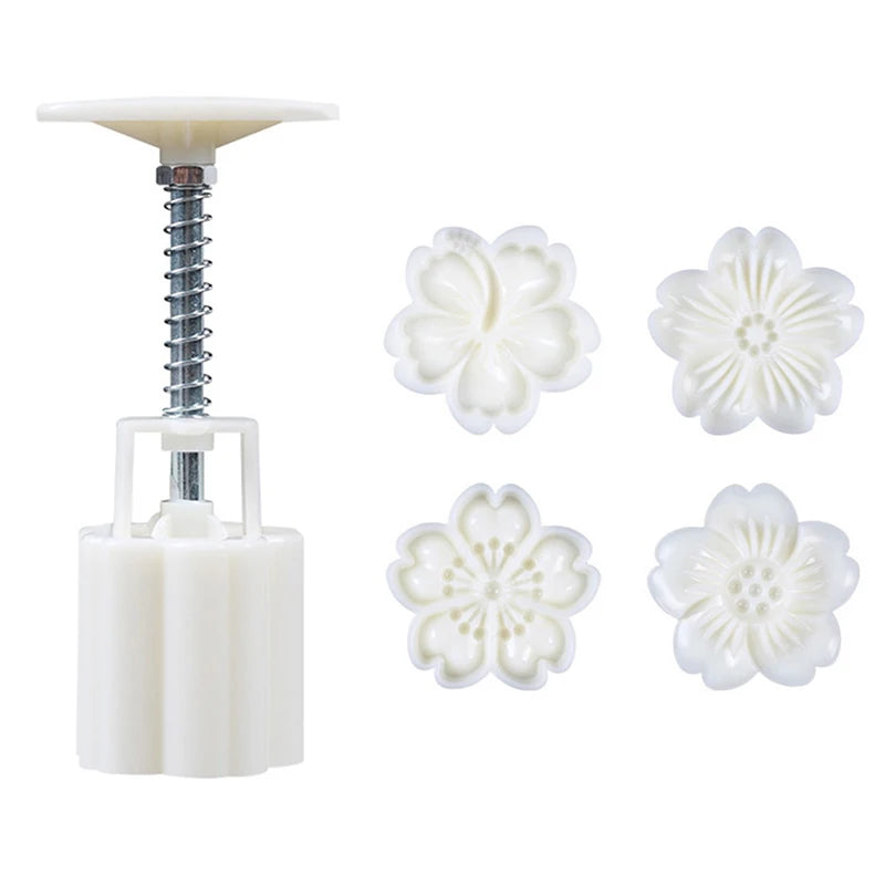 Cherry Blossom Mooncake Mold DIY Mid-autumn Festival Hand Press Qme