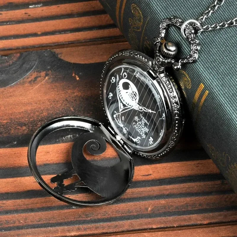 Fashion Lovers Skeleton Quarzt Pocket Watch with Chain Necklace Vintage Quartz Pendant Watches Clock Chain Mens Women Qme