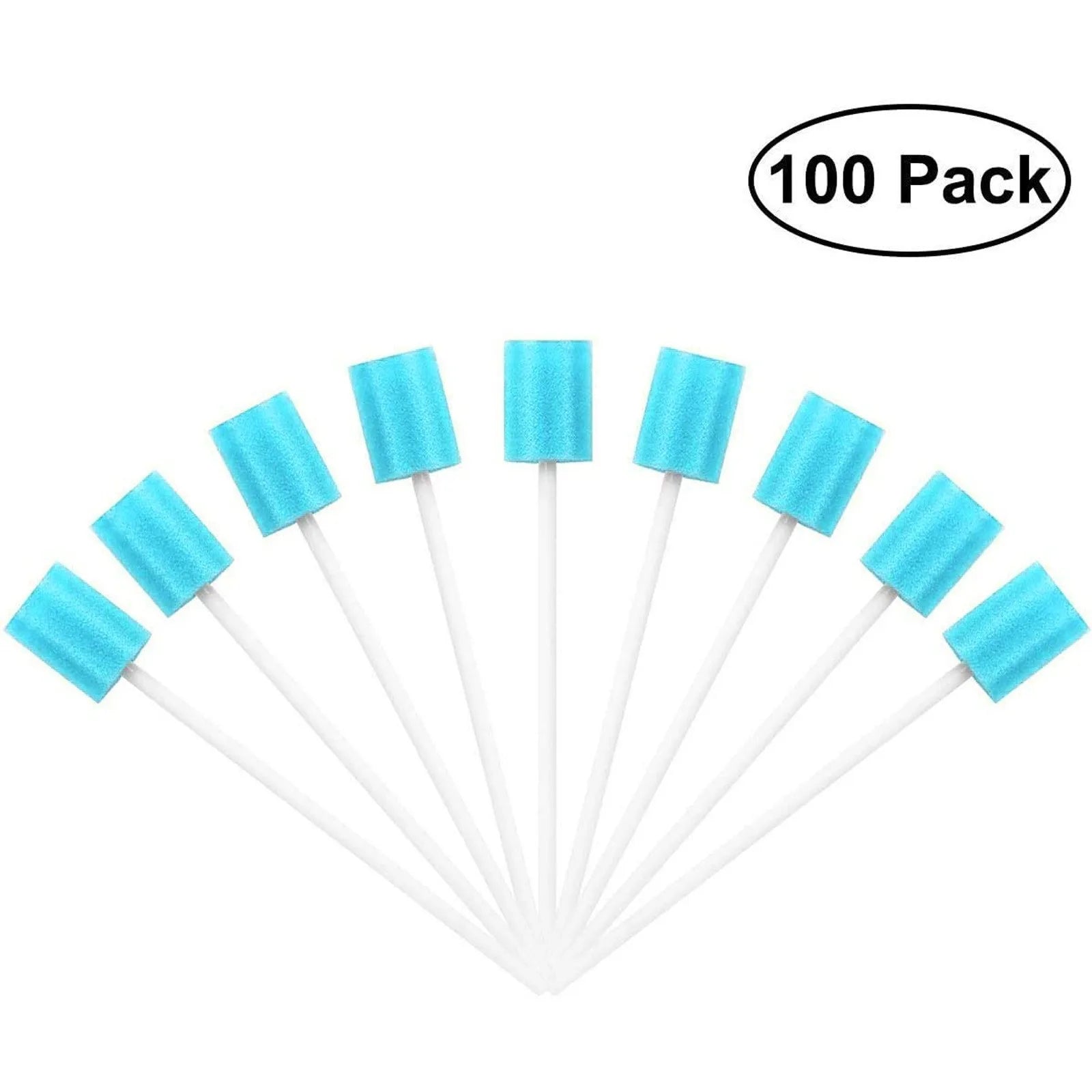 Pack Of 100 Disposable Oral Care Sticks Tooth Cleaning Mouth Swabs With Stick Sponge Head Multiuse Pet Cleaning Tool Qme Blue