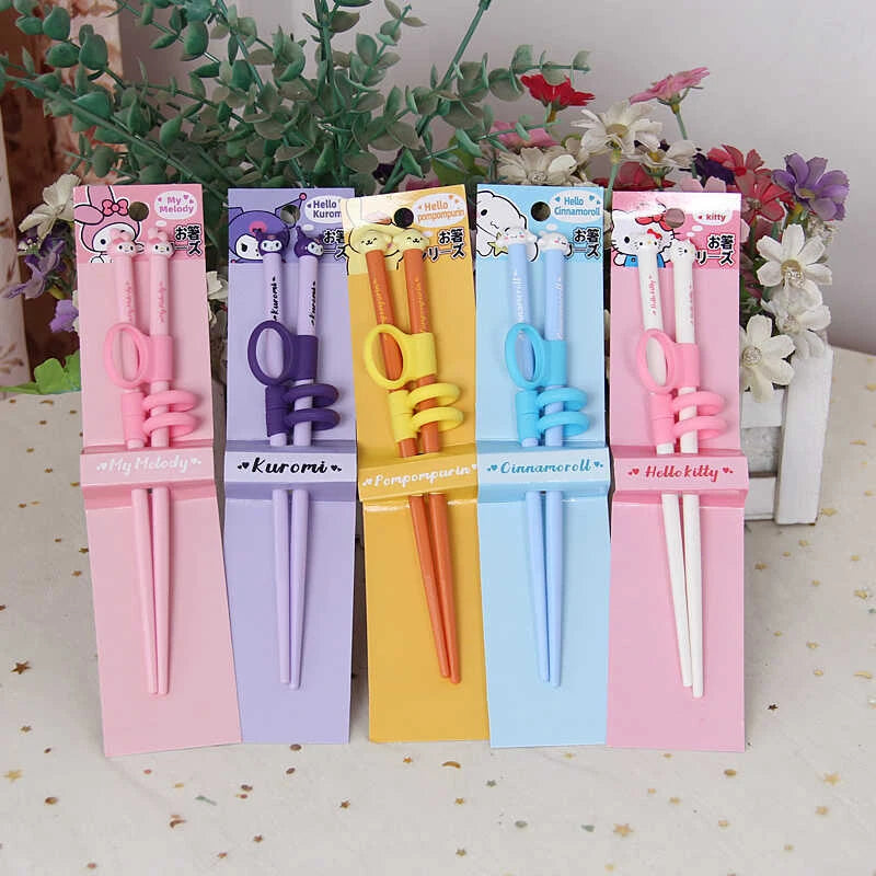 Hello Kitty Kuromi Finger-Loop Practice Chopsticks Food-Grade, Cute, and Stylish Chopsticks Qme