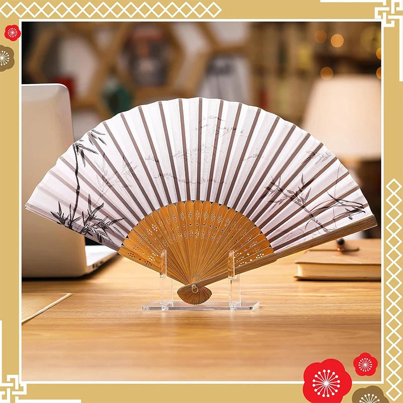 1 Japanese Chinese Hand Fans Acrylic Fan Display Stands Foldable Qme