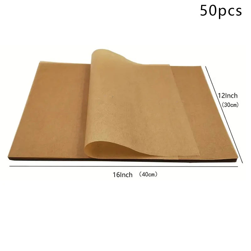 50/100Pcs Parchment Paper Baking Sheets Non-Stick Precut Baking Parchment Baking Paper Will Not Curl Burn Wax Paper. Qme A3