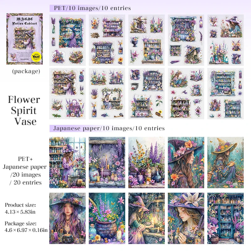20pcs Gothic Magic Potion Stickers for Journal DIY Scrapbook Phone Laptop Case Decoration Planner Notebook Craft Supplies Qme 5