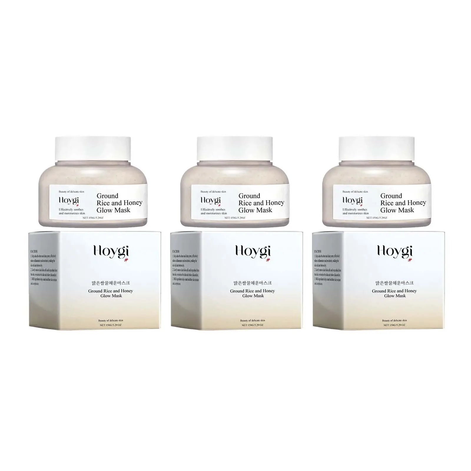 Rice & Honey Face Mask Moisturizing Fade Dark Spot Hydrating Repair Brightening Shrink Pore Hydrating Mask Glowing Skin Care Qme 3 x 150g Boxed