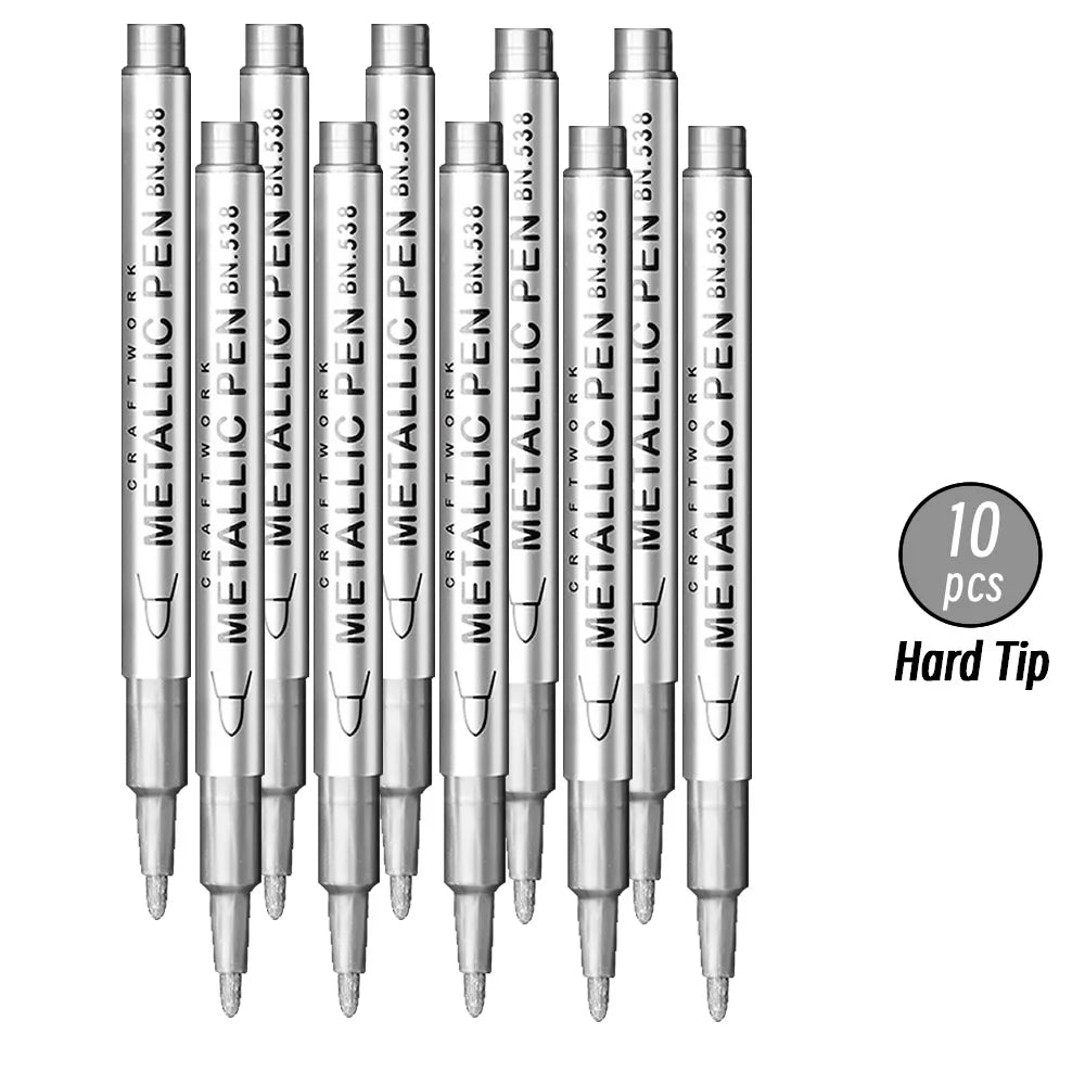 Brush Metallic Paint Marker Pens Gold Silver Permanent Art Manga