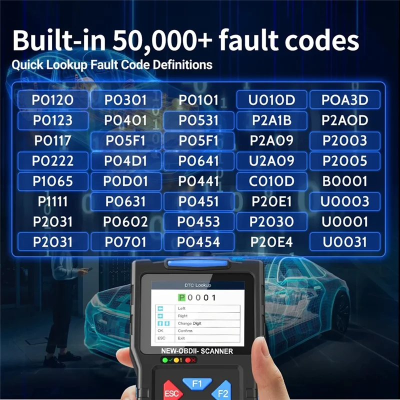 A02F-T300 OBD2 Scanner Superior Diagnostic Tool Readiness Mode 6 Mode 8 Check Engine Code Reader With Reset For All Cars Qme