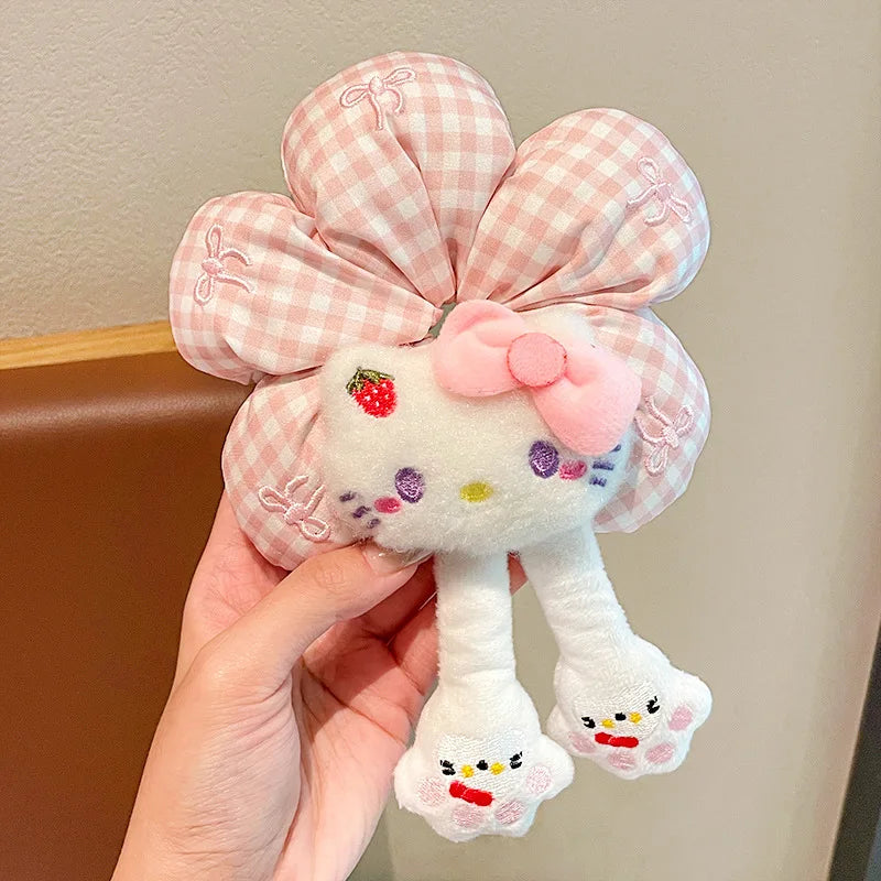 Hello Kitty Kuromi Flower-print Hair Tie Cute Bun Accessory Versatile Qme 9