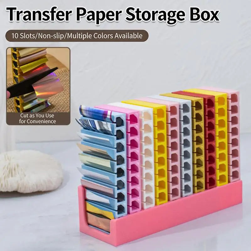 Nail Transfer Paper Organizer Box 10 Grids Sticker Accessories Qme