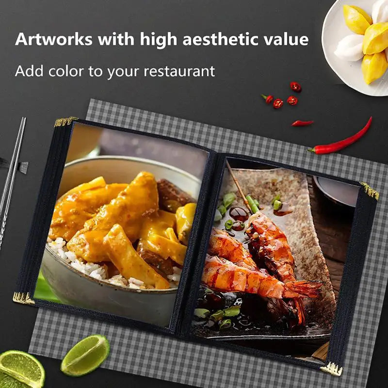 Foldable A4 Clear PVC Menu Cover Double Panels Reusable Scratch Qme