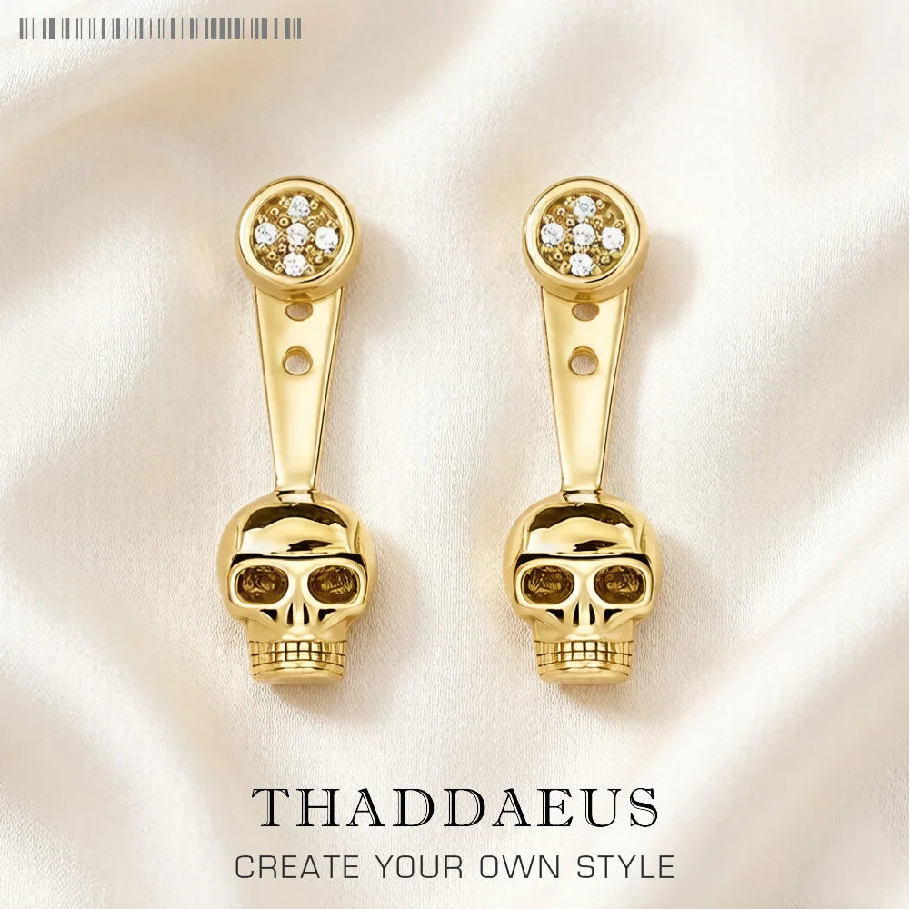 Ear Jackets Skull Stud Earrings Europe Style Fine Jewerly For Women Vintage Gift In Pure 925 Sterling Silver Qme