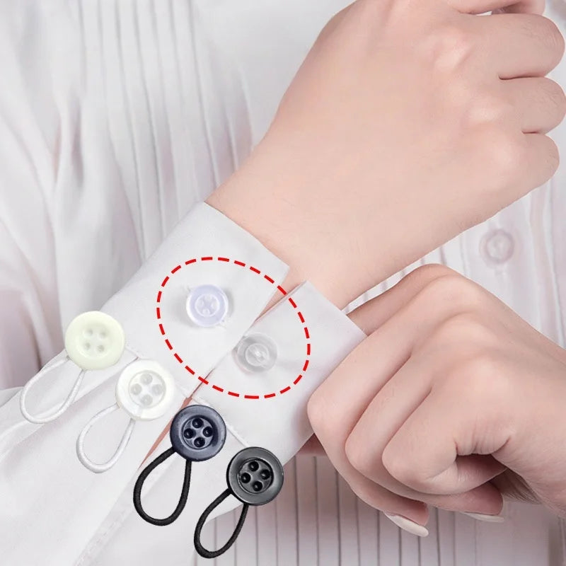 4Pcs removable cuff neckline retractable button, soft elastic neckline cuff extender, seam-free adjustable retractable button Qme
